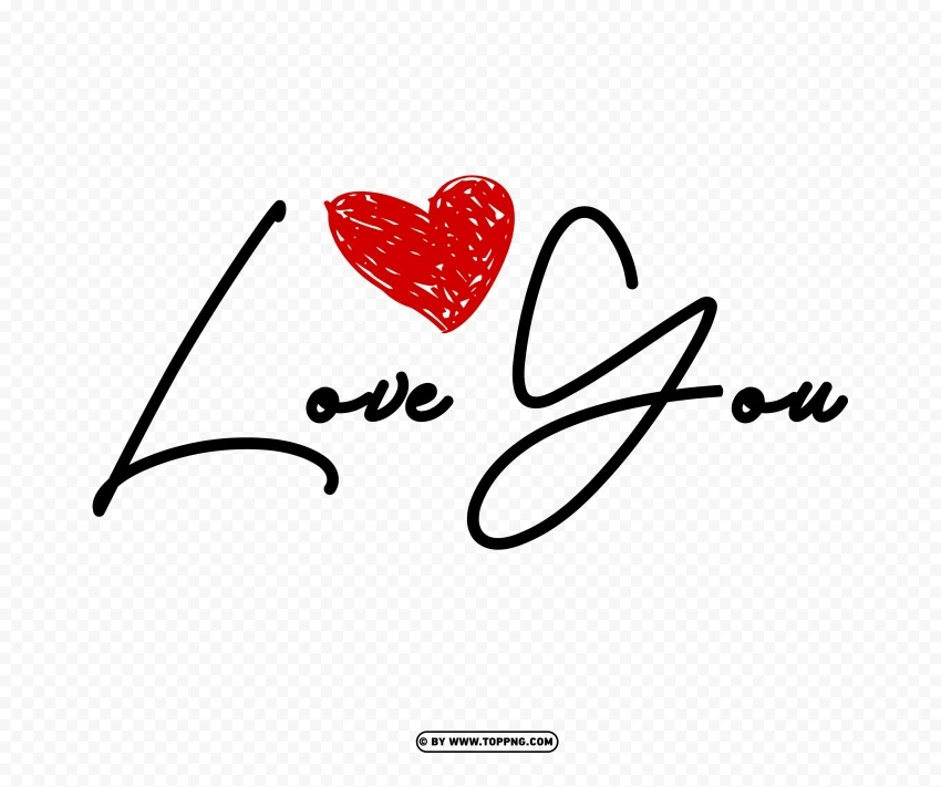 love you with heart signature valentines day Isolated Illustration in HighQuality Transparent PNG