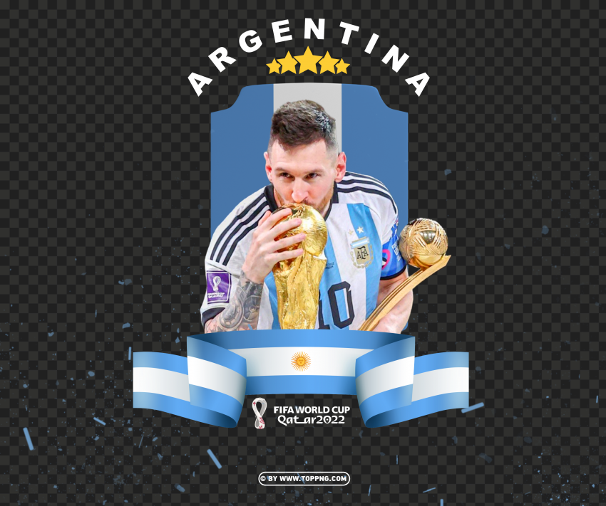 messi kisses the trophy fifa world cup qatar 2022 PNG images with alpha mask