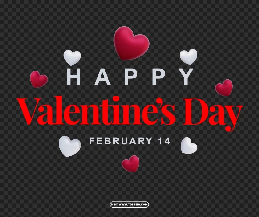 Minimal 14 February Happy Valentines Day Design PNG Files With Alpha Channel