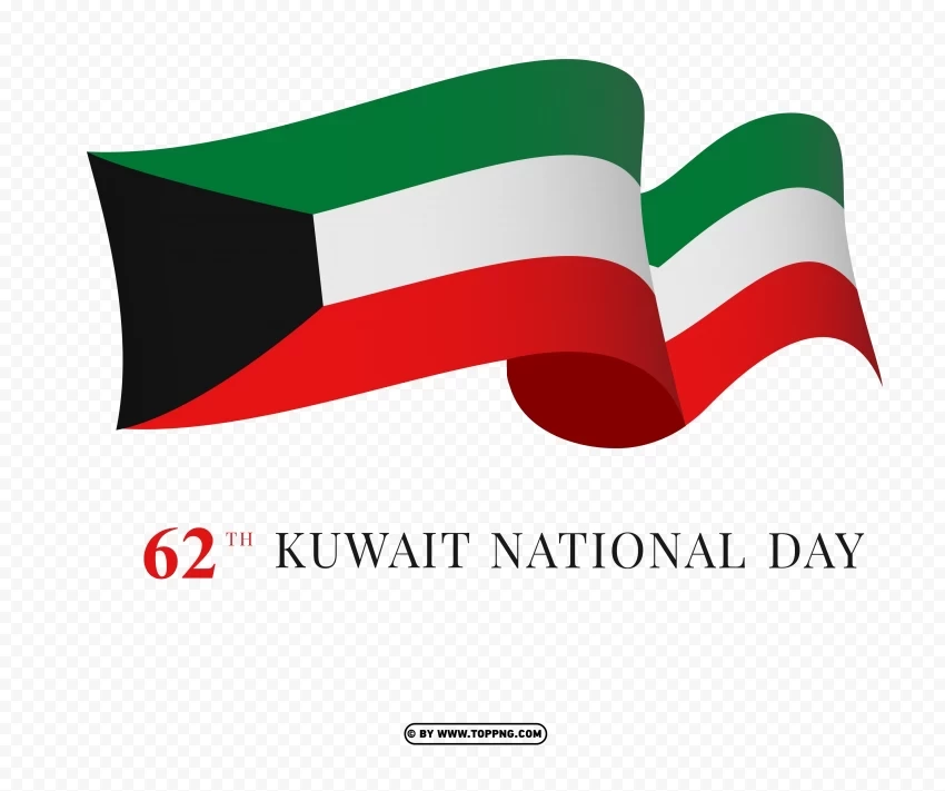 national day of kuwait 62 minimal design PNG Graphic with Transparent Isolation