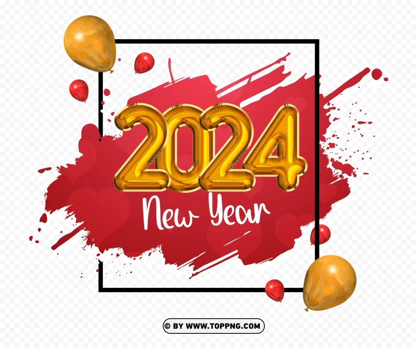 New Year 2024 Image Transparent & Clear Background Free Download Isolated PNG Graphic with Transparency