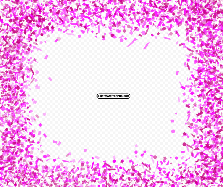 pink confetti frame hd images Transparent Background PNG Isolated Design