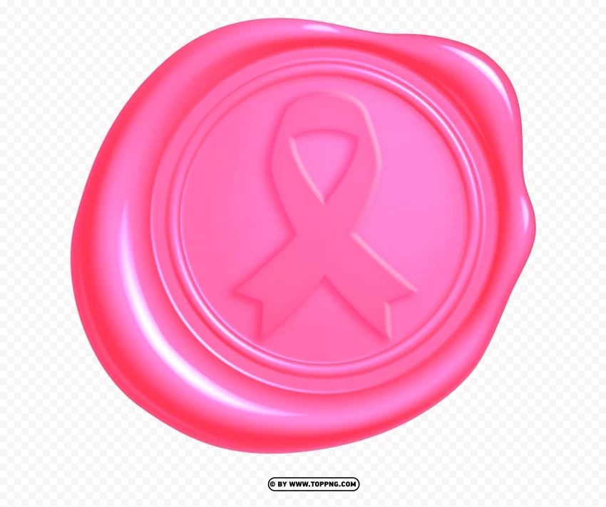 pink world cancer day stamp design Clean Background Isolated PNG Image