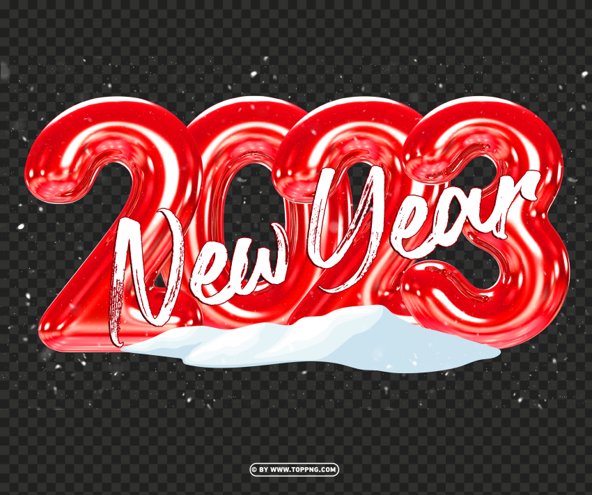 Red 2023 New Year With Snowy Image Transparent PNG Images Bulk Package