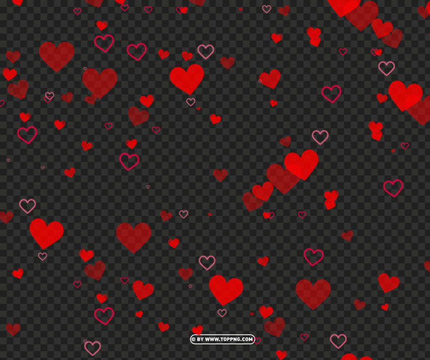 Red Floating Hearts HD Isolated PNG on Transparent Background