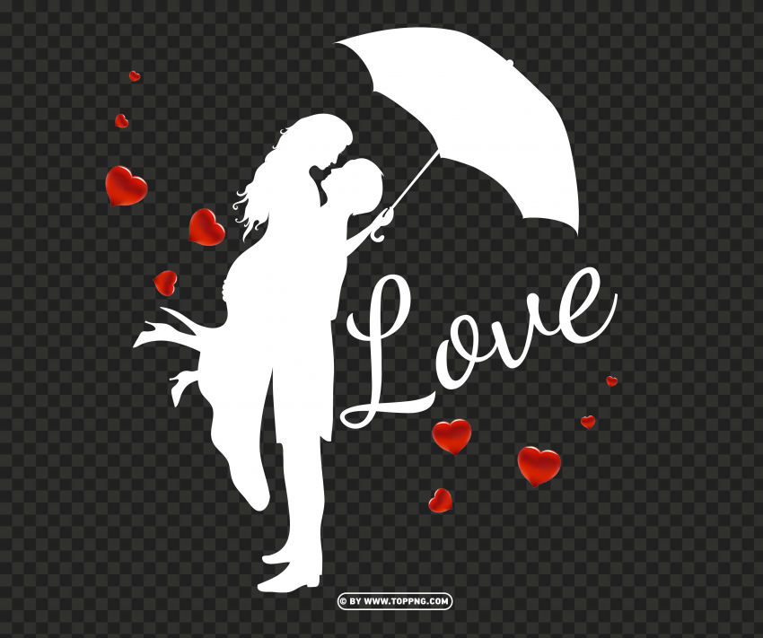 Umbrella Loving Couple Silhouette White HD Isolated Subject in HighResolution PNG