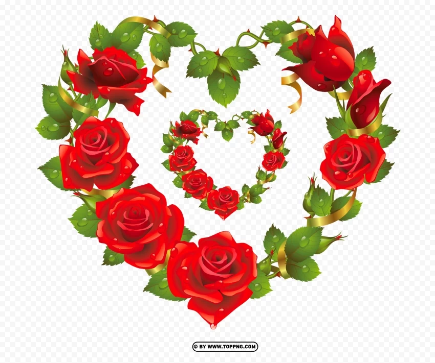 valentines day arranging vector flowers heart shape Isolated Element on HighQuality Transparent PNG