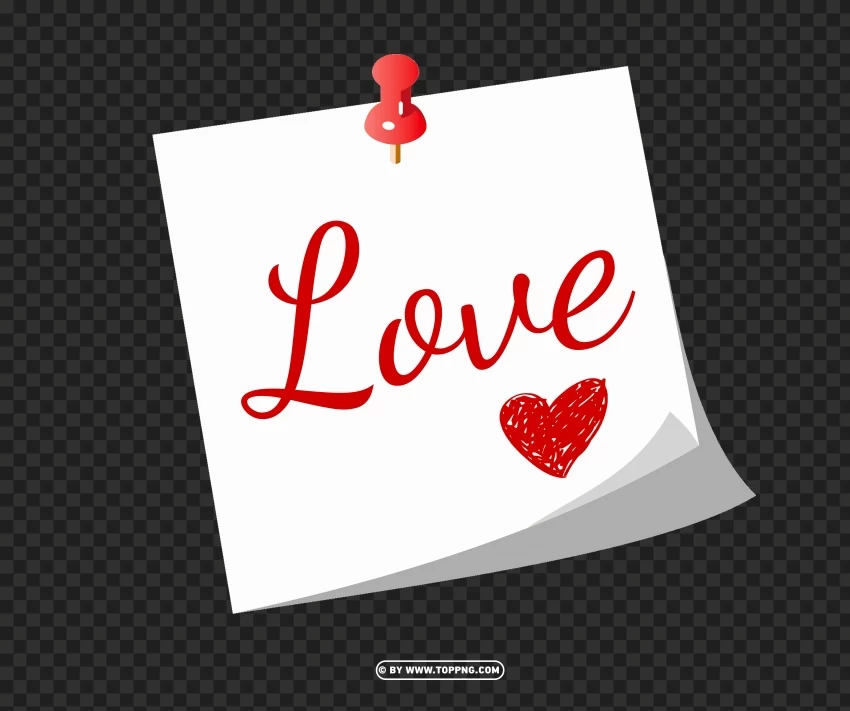 vector love with heart sticky note Isolated PNG Image with Transparent Background