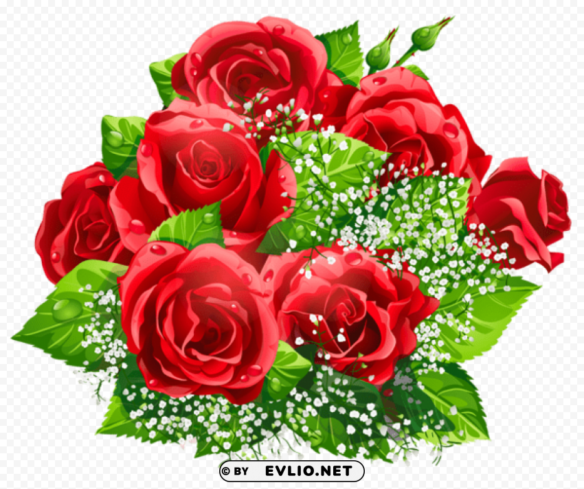 beautiful red roses decor High Resolution PNG Isolated Illustration
