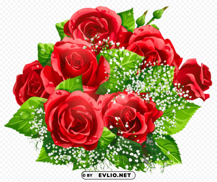 Beautiful Red Roses Decor High Resolution PNG Isolated Illustration