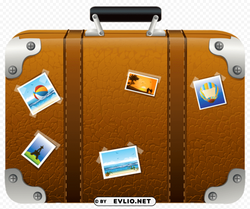 brown suitcase with picturespicture PNG images without BG