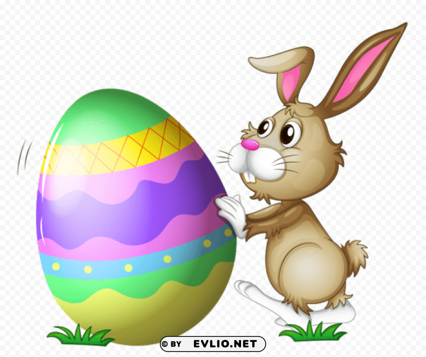 easter bunny with egg transparent Isolated Subject on Clear Background PNG