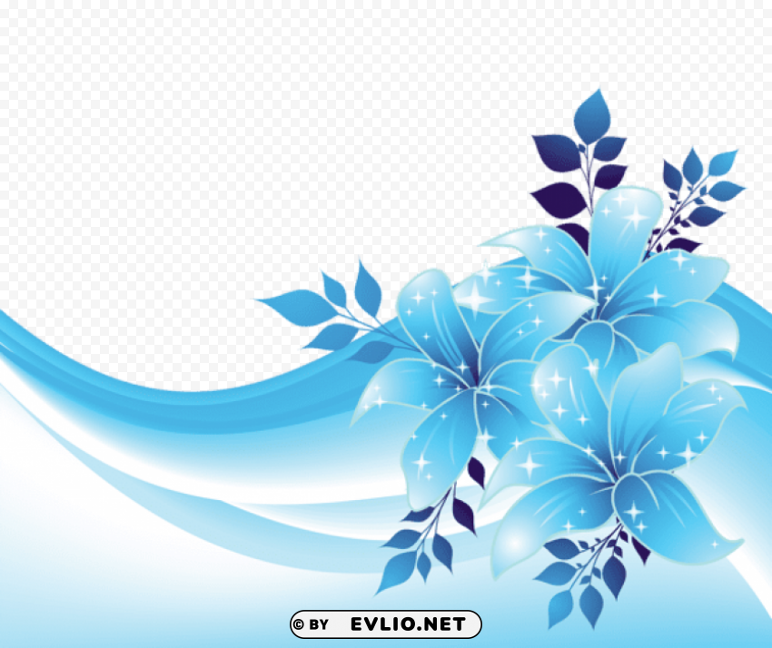 blue decoration with flowers ClearCut Background Isolated PNG Art