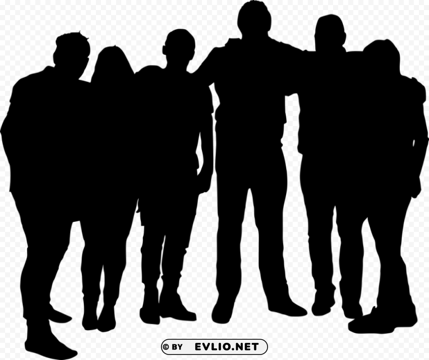 group photo posing silhouette PNG images with transparent space