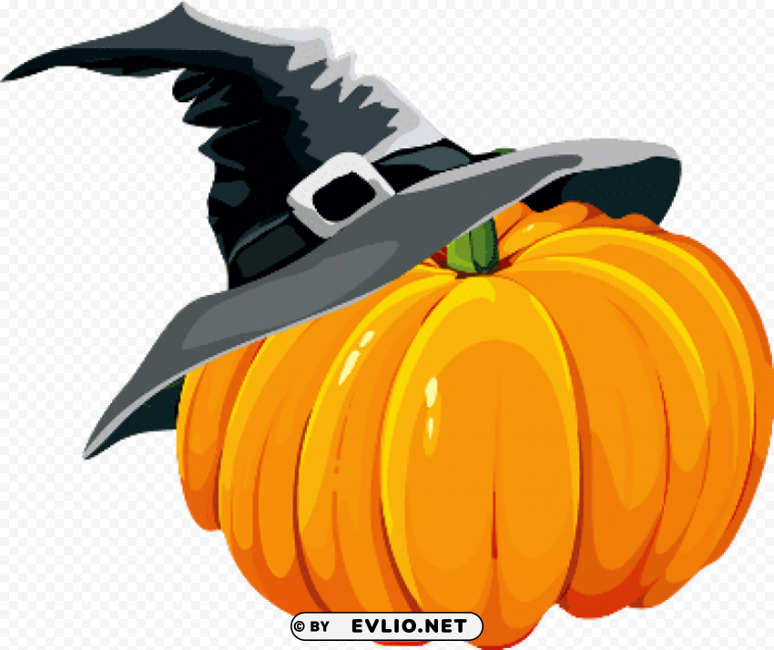 pumpkin with witch hat HighQuality Transparent PNG Object Isolation