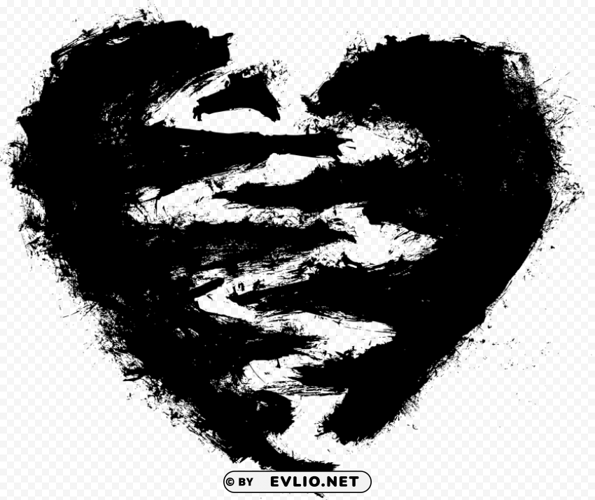 black broken heart Transparent Background Isolation in HighQuality PNG