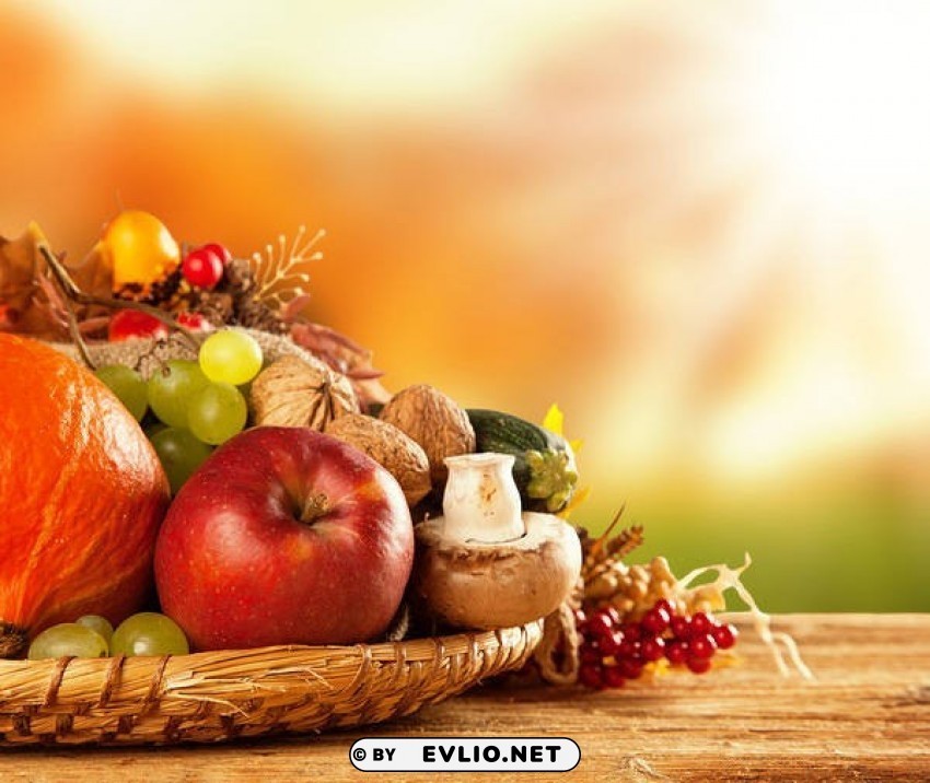 autumn fruits and vegetables Isolated Subject in Transparent PNG Format