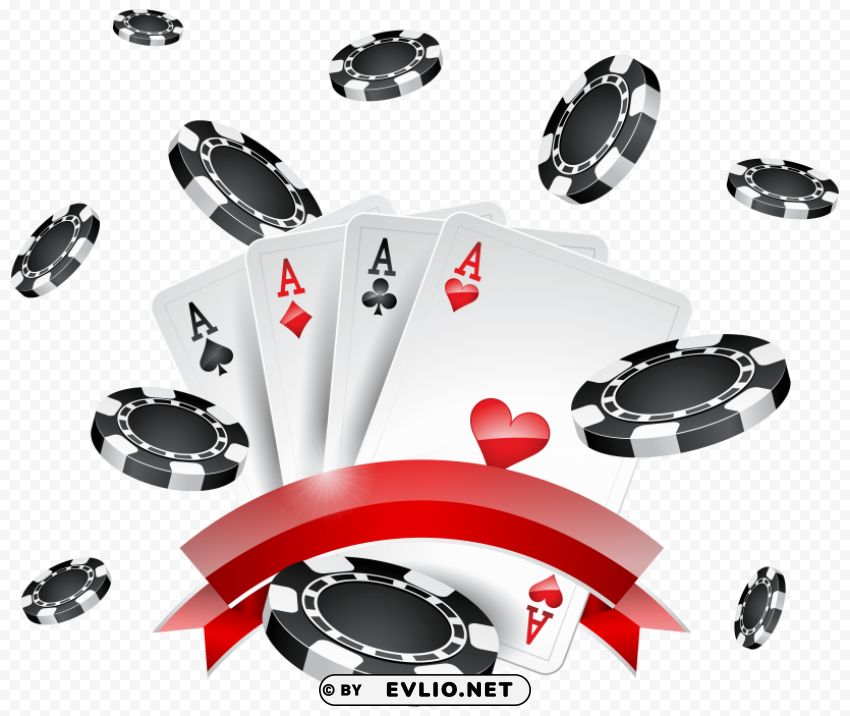 casino chips and cards decoration Isolated Illustration in HighQuality Transparent PNG