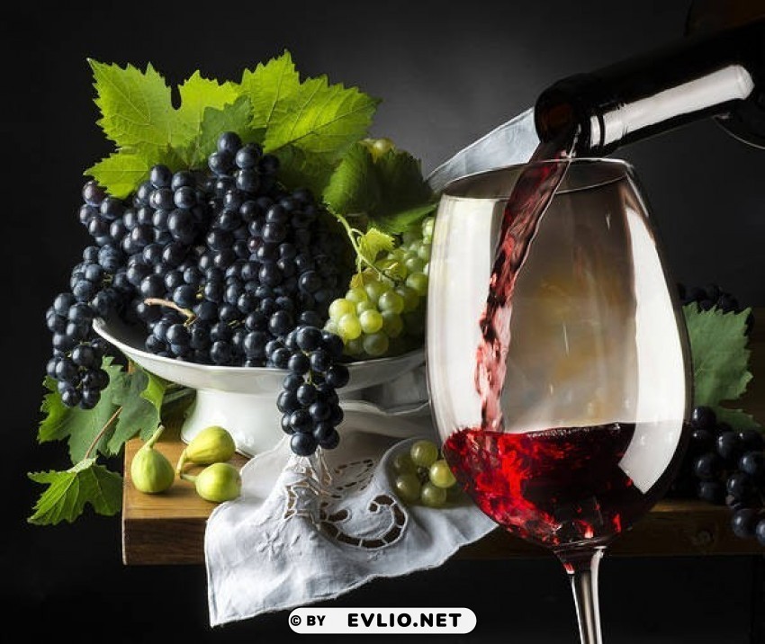 grapes and wine Isolated Object with Transparent Background in PNG