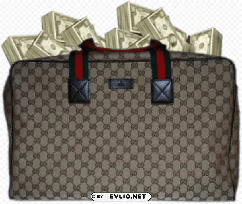 gucci bag with money Isolated PNG Image with Transparent Background