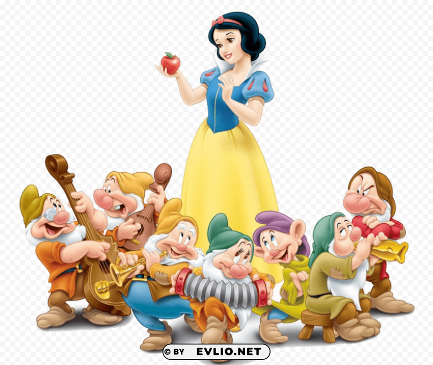 snow white and dwarfs PNG artwork with transparency