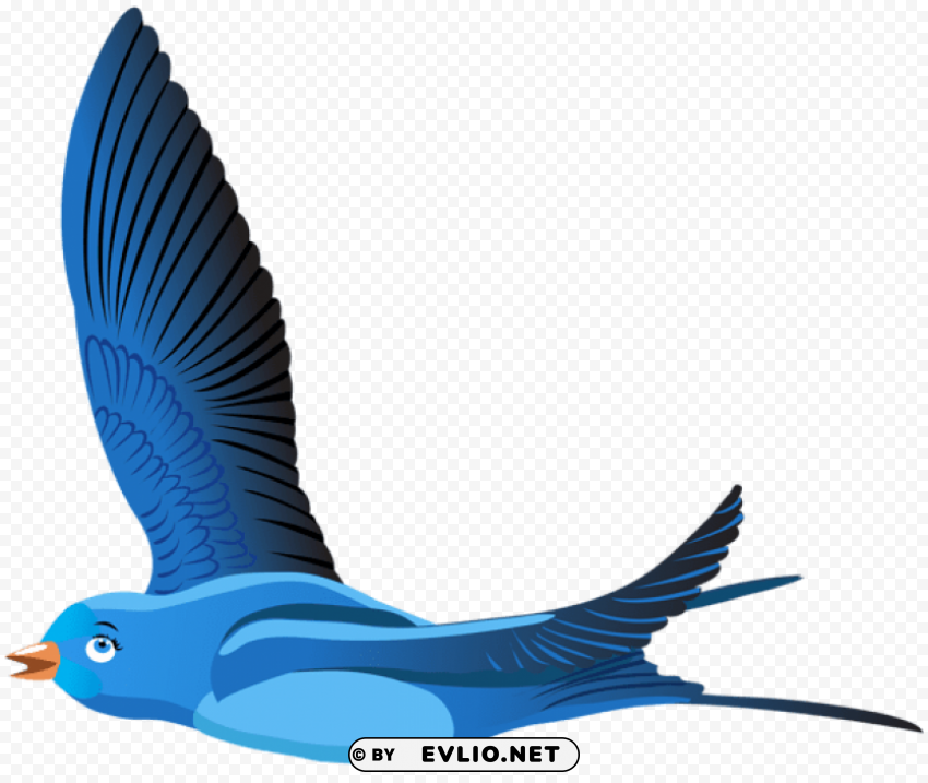 blue bird cartoon Isolated Item on Transparent PNG Format