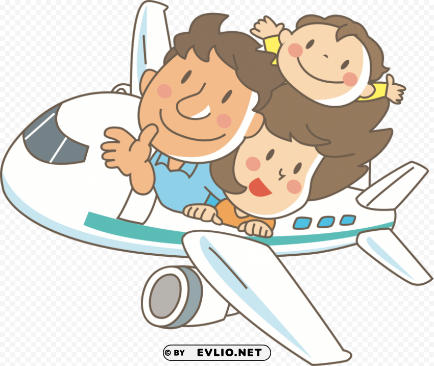 family in airplane PNG Image with Transparent Isolated Graphic Element