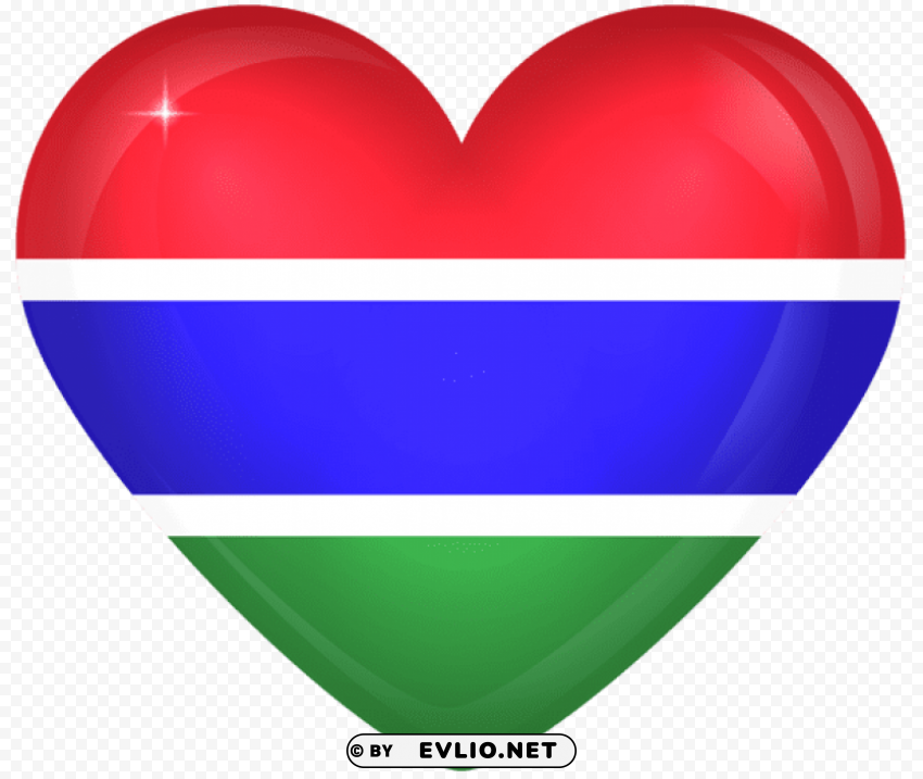gambia large heart flag Transparent Background Isolated PNG Design