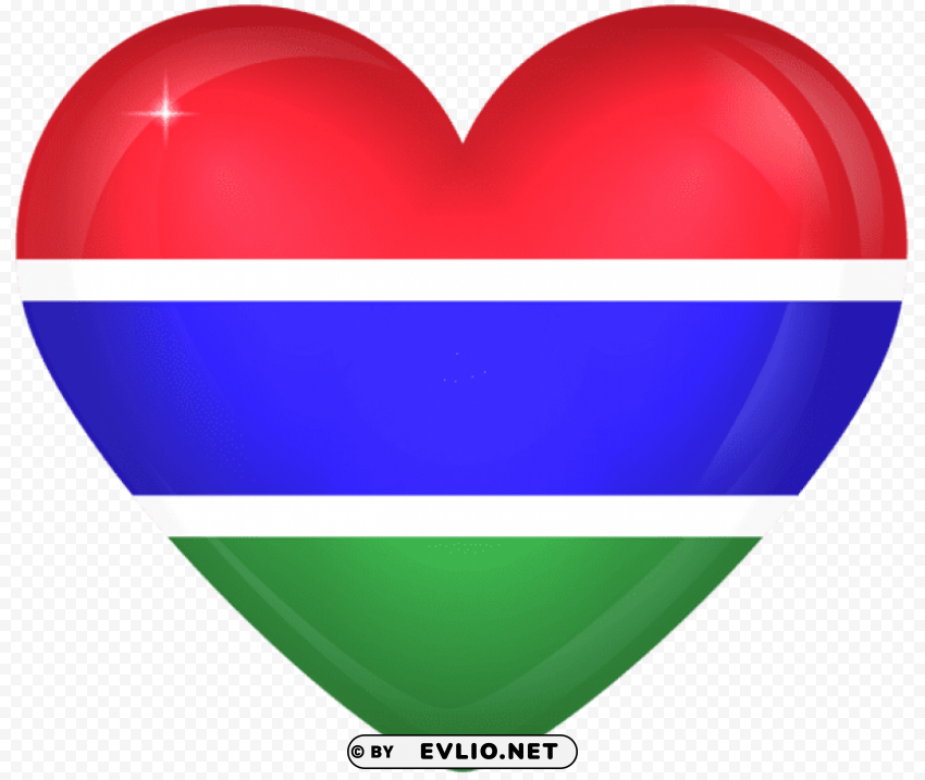 Gambia Large Heart Flag Transparent Background Isolated PNG Design