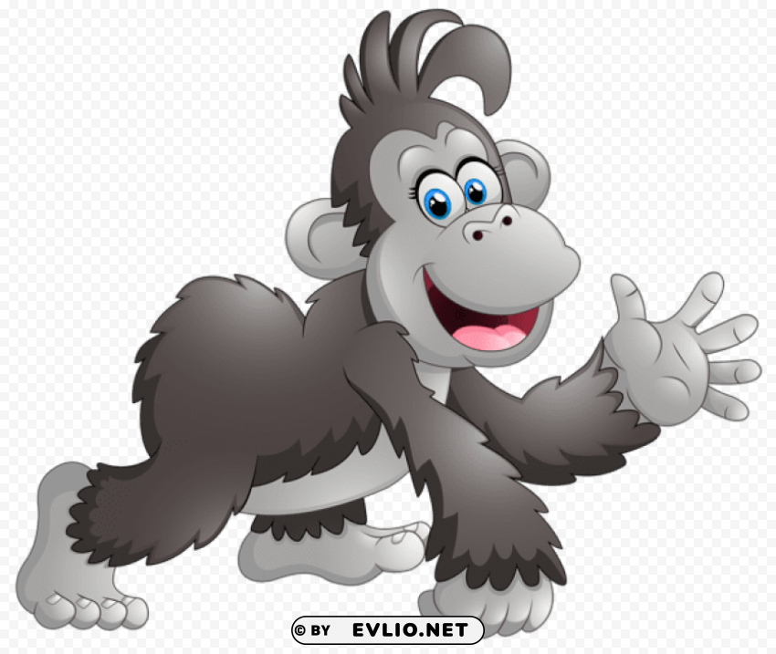 happy monkey cartoon Clear Background Isolated PNG Illustration clipart png photo - cd12fe14