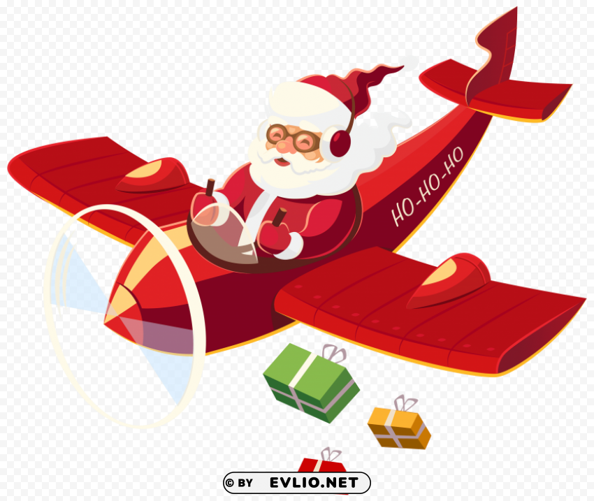 santa claus with plane PNG files with clear backdrop collection