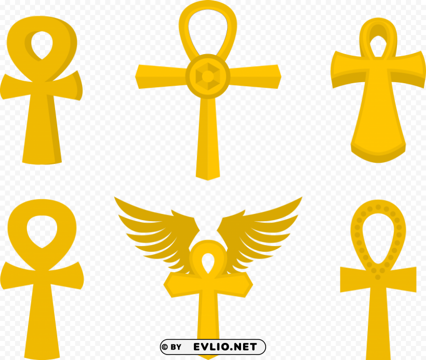 Symbols of the golden Pharaonic key to life PNG images with high-quality resolution
