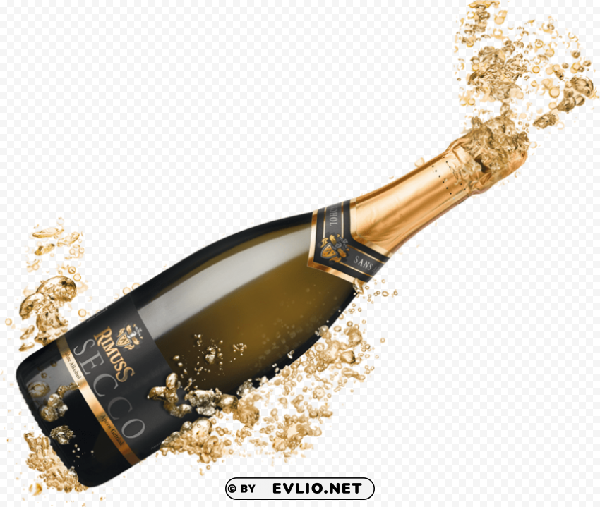 champagne popping Isolated Artwork on Clear Background PNG