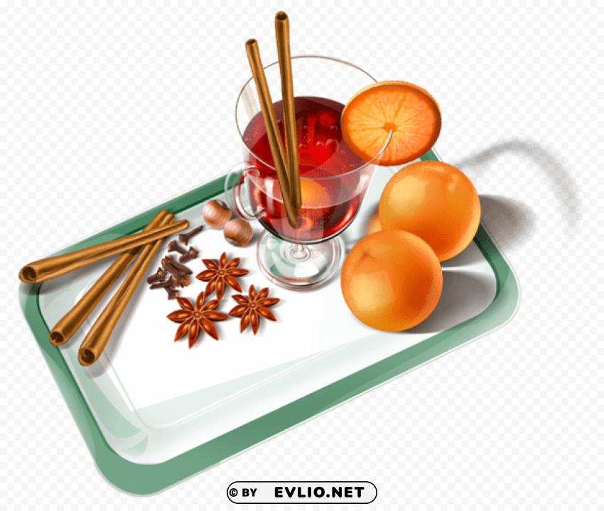 tray with cup of tea PNG isolated
