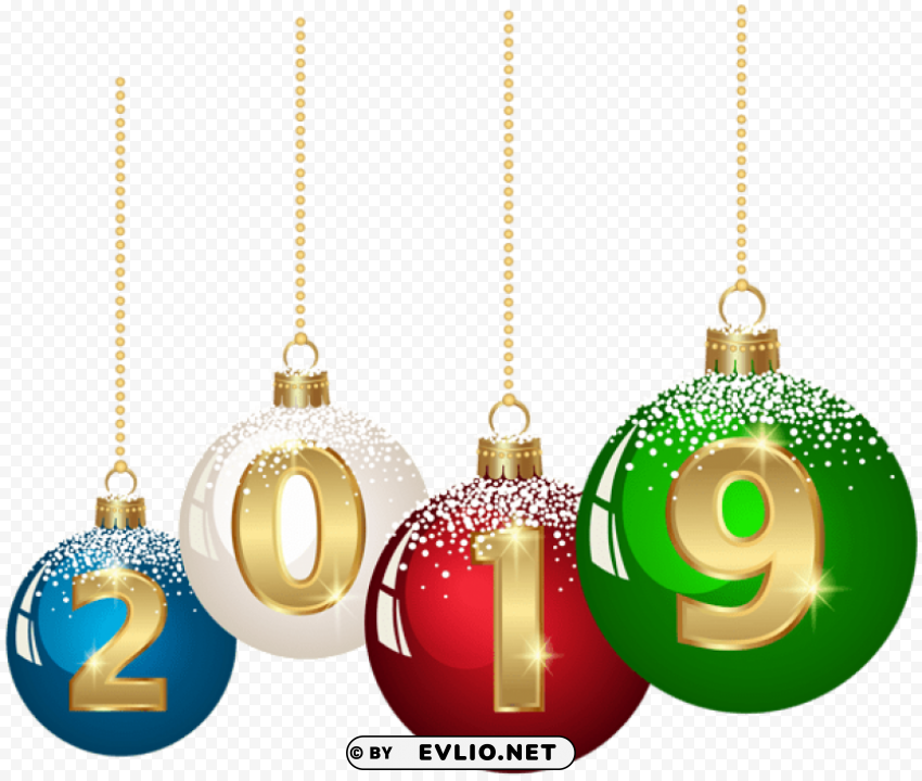 2019 christmas balls PNG with transparent backdrop