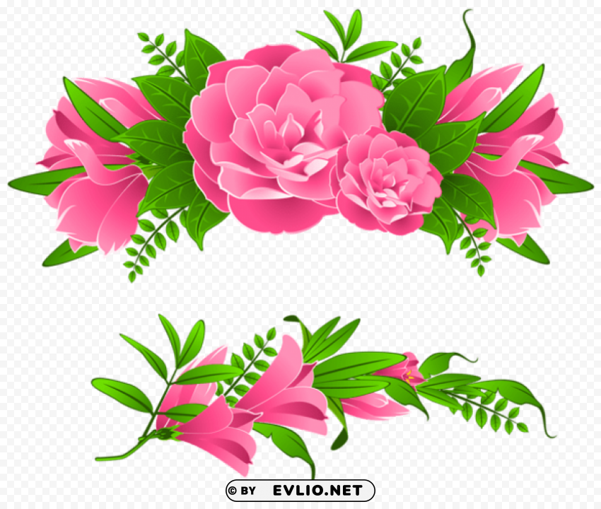 Pink Flowers Decorative Element Transparent PNG Illustrations