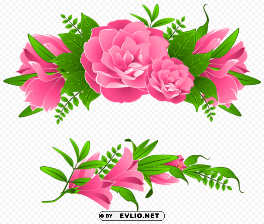 pink flowers decorative element Transparent PNG images bundle