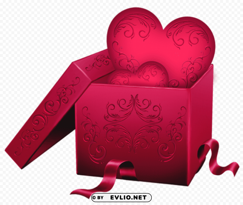 transparent gift box with heart PNG clipart with transparency