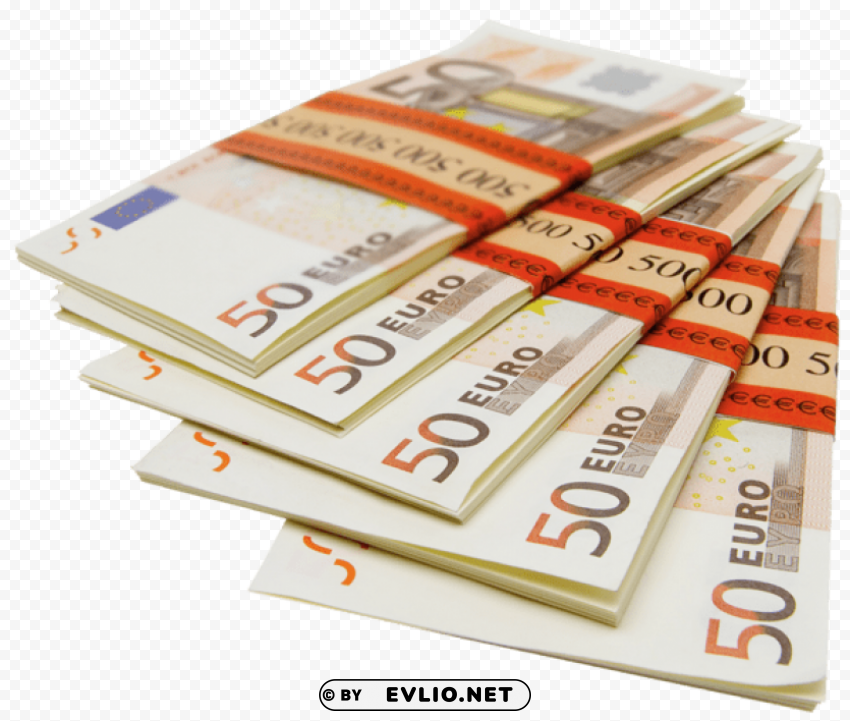 50 Euro Stacks PNG For Free Purposes