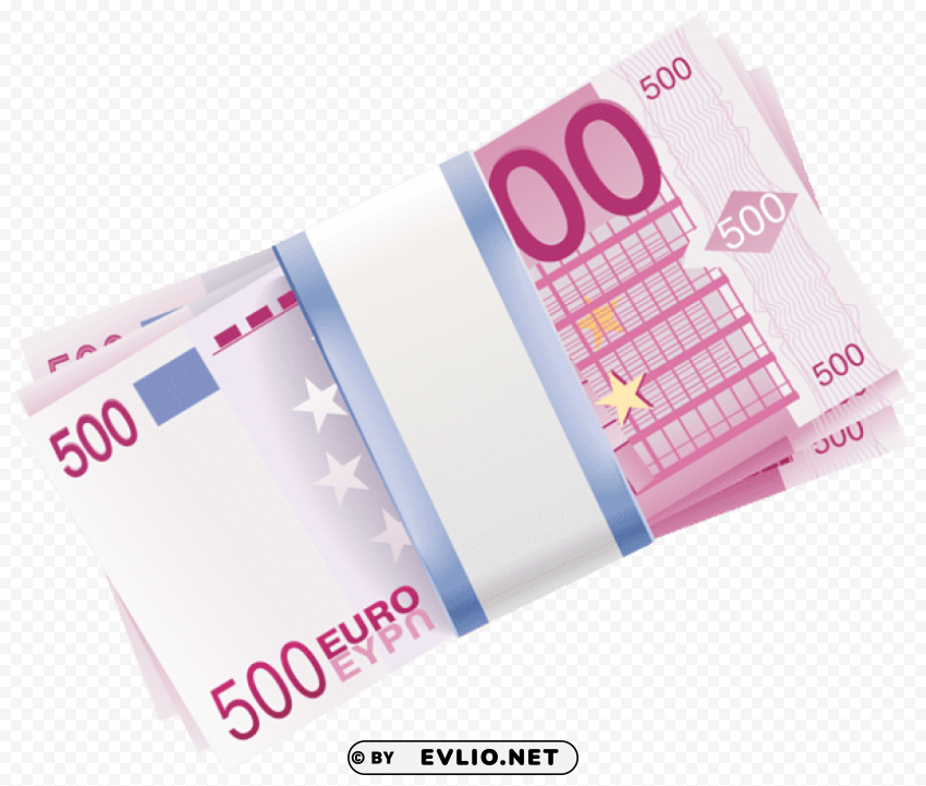 500 euro wads transparent PNG for design