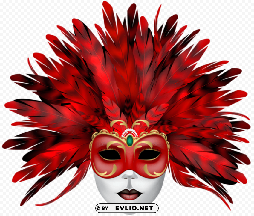 carnival mask red PNG with clear transparency