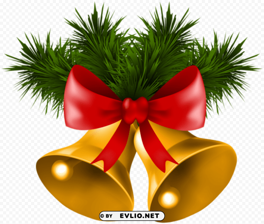 christmas bells with pine branches Isolated Artwork in HighResolution Transparent PNG