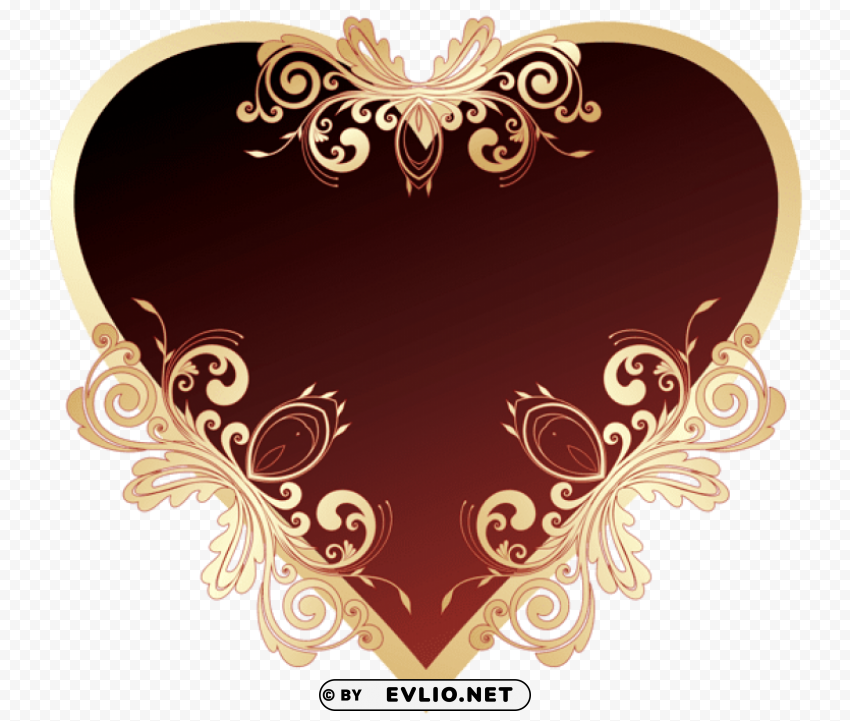 dark red heart with decorations PNG images with alpha mask
