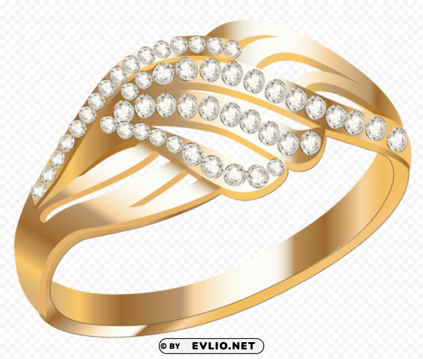 golden ring with diamonds PNG clipart with transparency