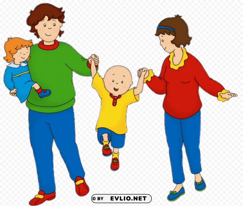 caillou with his parents and sister rosie PNG Graphic Isolated on Transparent Background