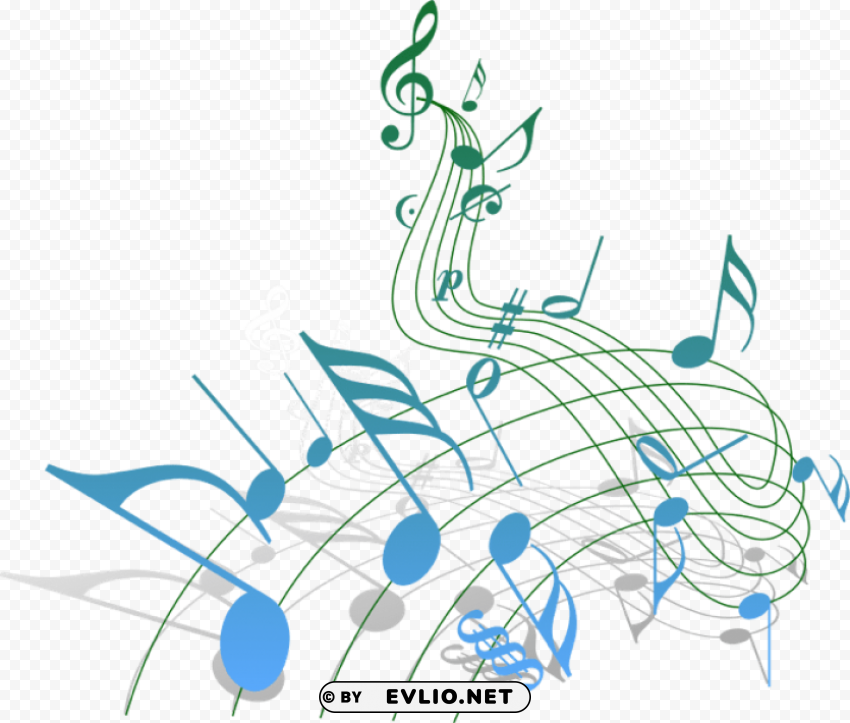 clipart christmas musical notes clipart - blue and green music notes Transparent PNG images for design