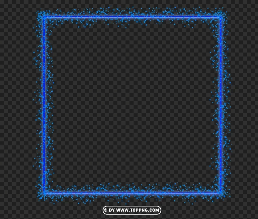 Glowing Blue Sparkle Square Frame Effect Image Transparent PNG Isolated Graphic Design