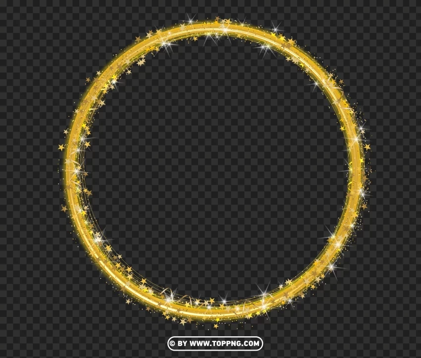 Glowing gold Sparkle Circle Frame Effect Image Transparent PNG images set