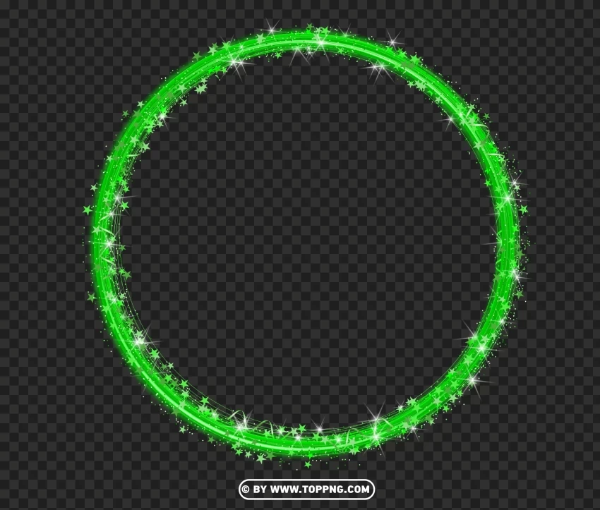 Glowing Green Sparkle Circle Frame Effect Image Transparent PNG images for printing