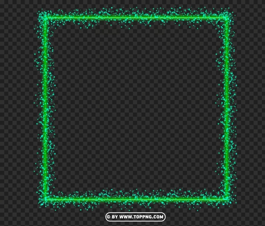Glowing Green Sparkle Square Frame Effect Image Transparent PNG Isolated Artwork